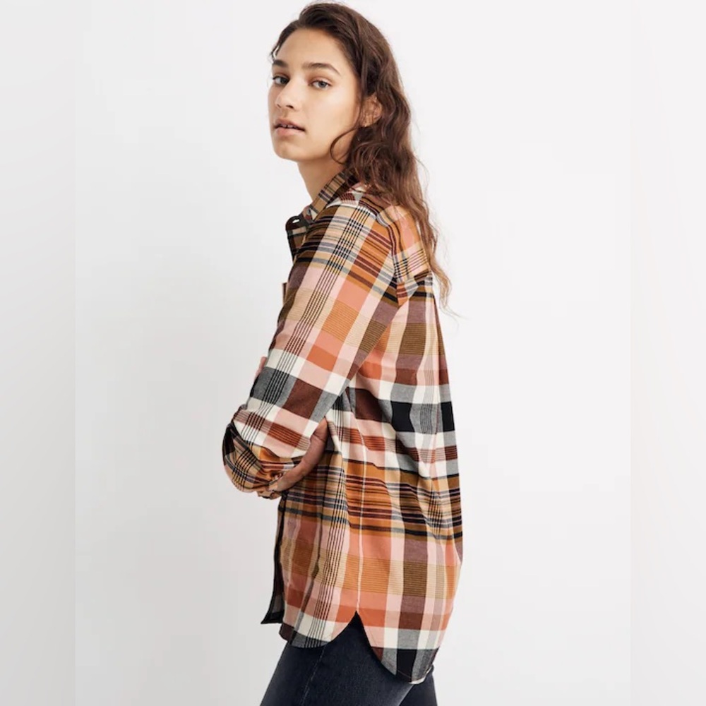 NWOT Madewell Cotton Classic Ex-Boyfriend Shirt in Seconda Plaid - Picture 3 of 15